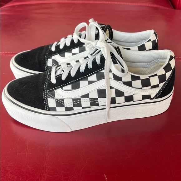 Vans Shoes - Vans old skool Checkered Platform Black White Sneakers Women Size 7.5